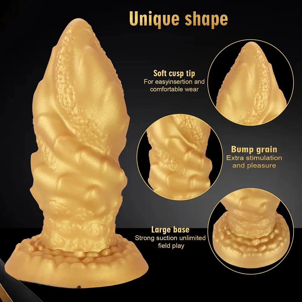 Gold ridged cone anal plug, photo 8