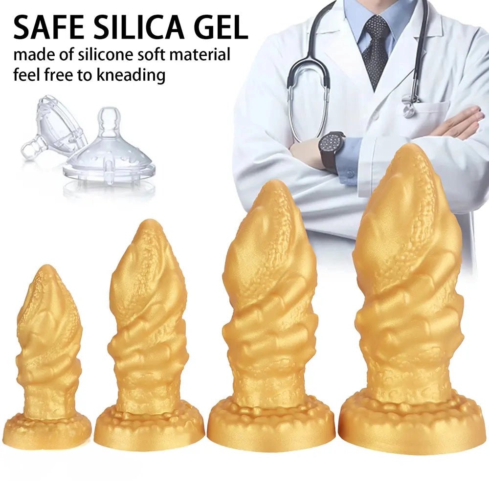 Gold ridged cone anal plug, photo 9