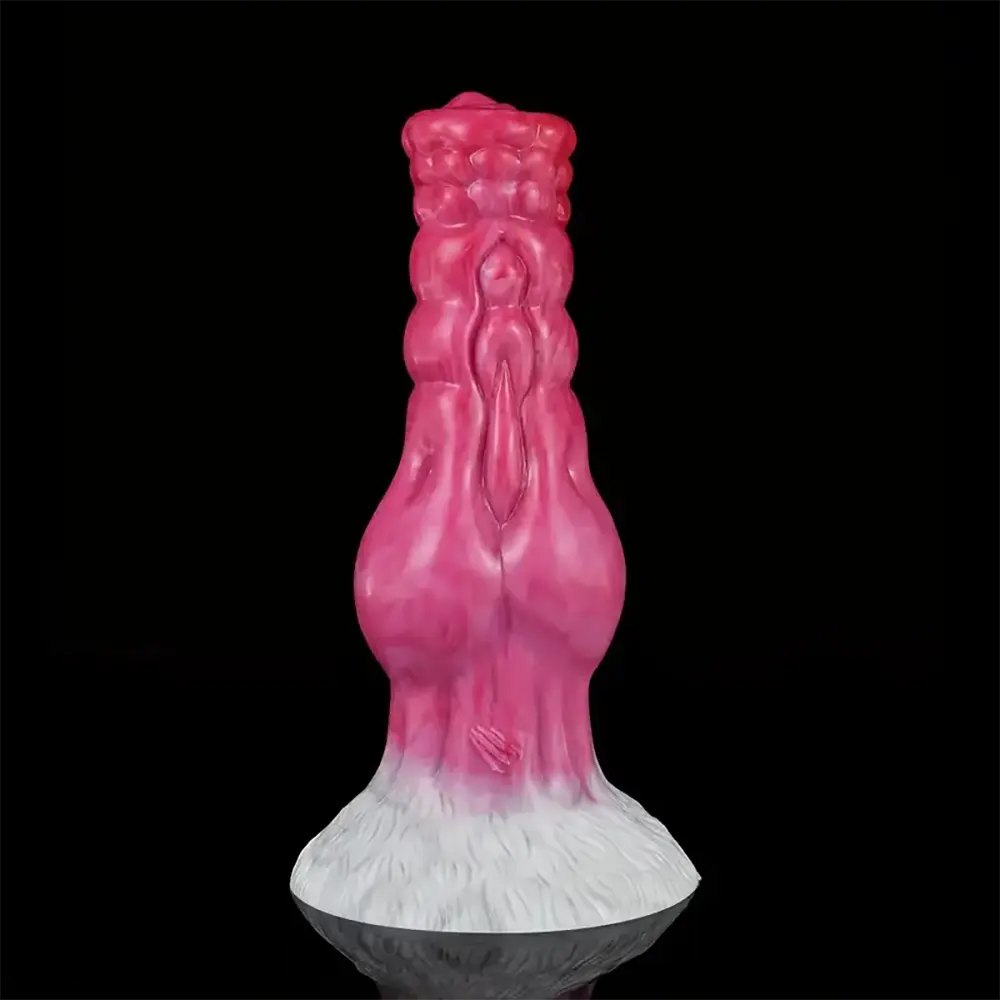 Colorful ridged dog knot silicone dildo, photo 1