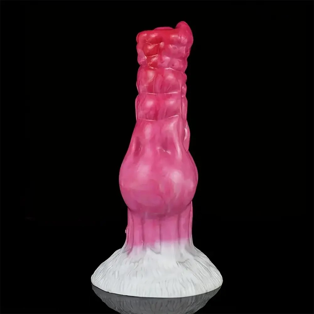 Colorful ridged dog knot silicone dildo, photo 2