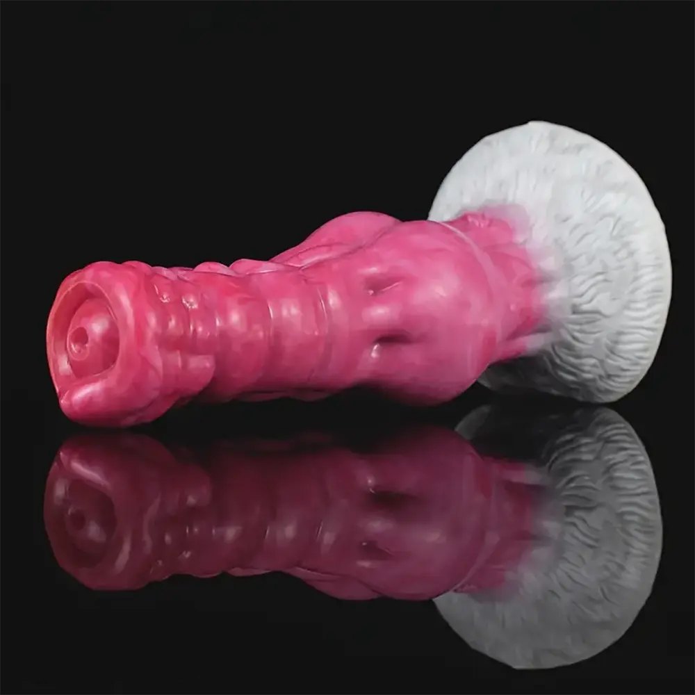 Colorful ridged dog knot silicone dildo, photo 3