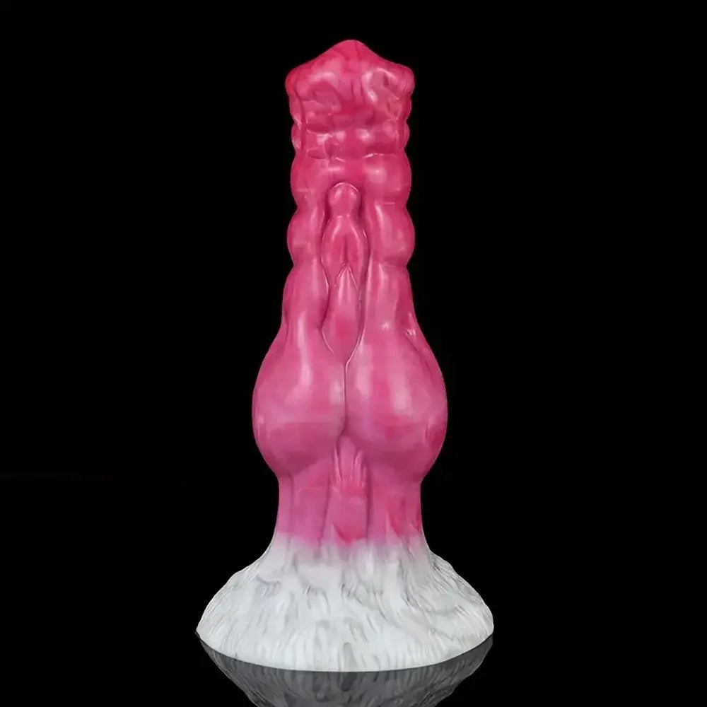 Colorful ridged dog knot silicone dildo, photo 4