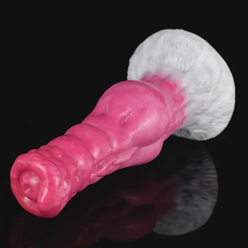 Colorful ridged dog knot silicone dildo, photo 6