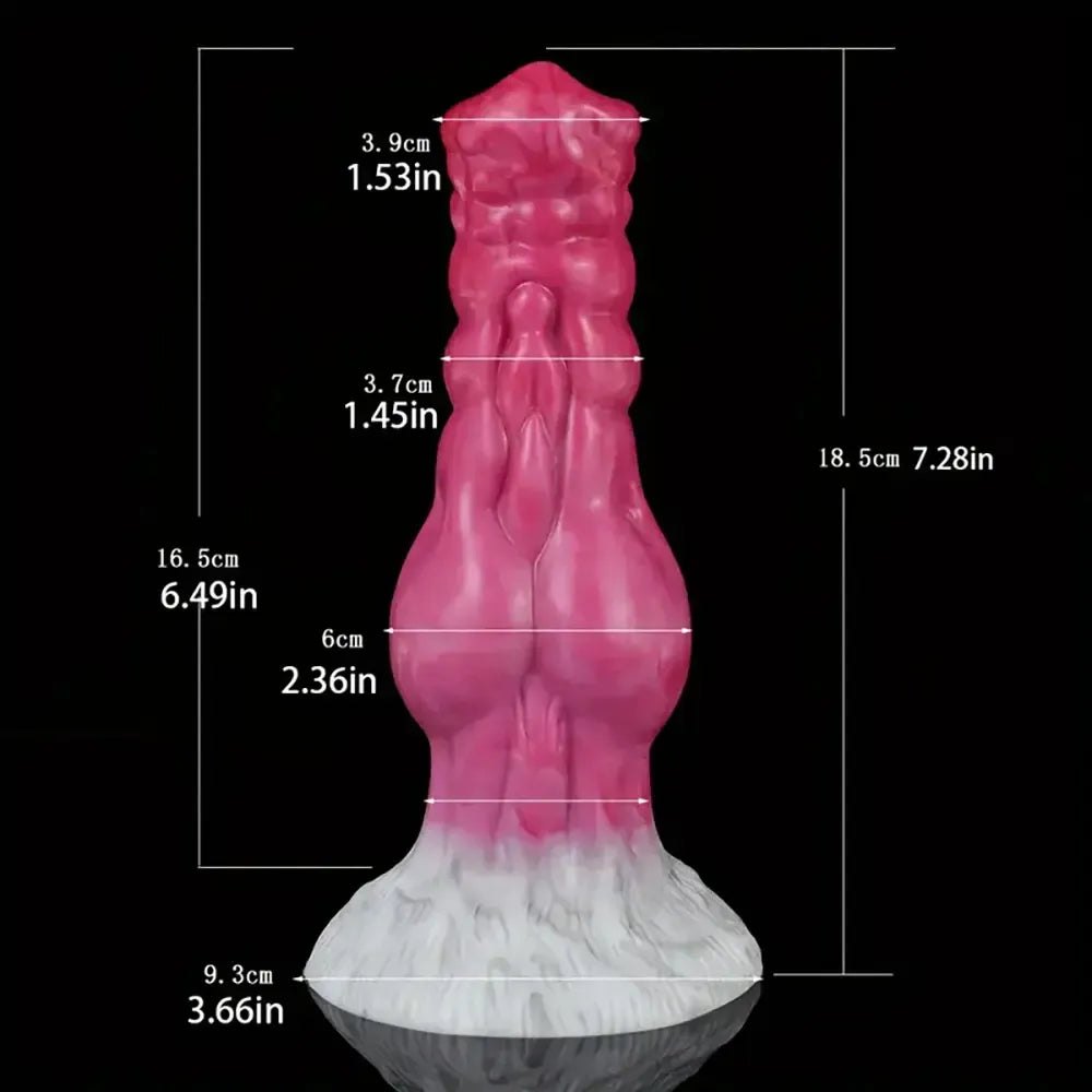 Colorful ridged dog knot silicone dildo, photo 7