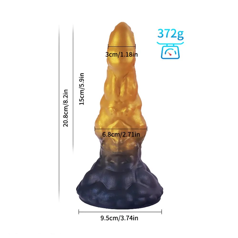 C ridged fantasy silicone dildo with suction cup base