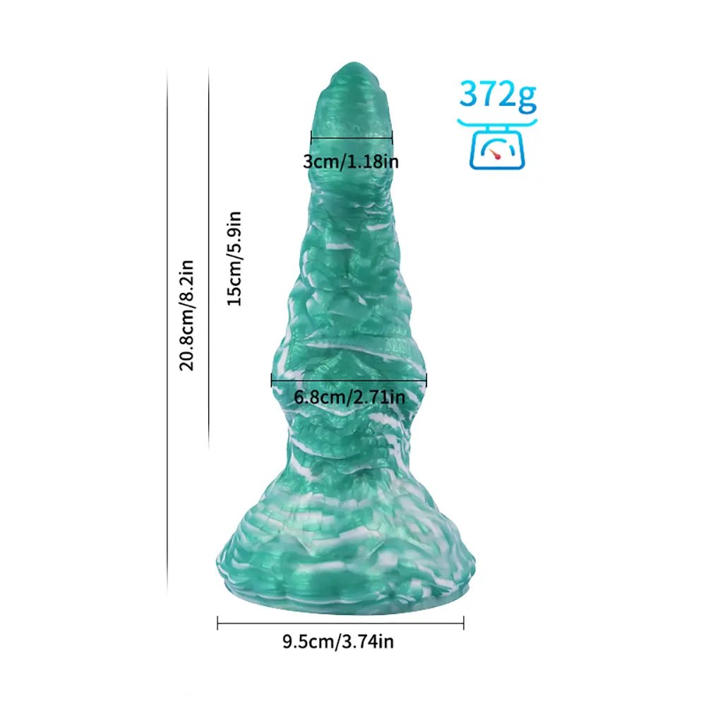 D ridged fantasy silicone dildo with suction cup base