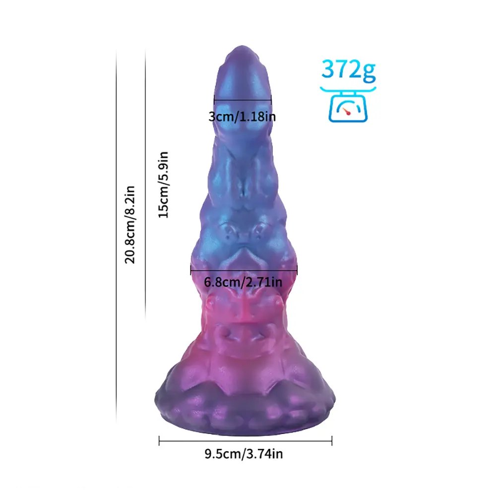 E ridged fantasy silicone dildo with suction cup base