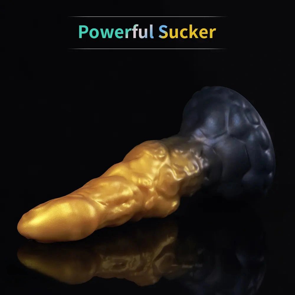 Ridged fantasy silicone dildo with suction cup base, photo 4