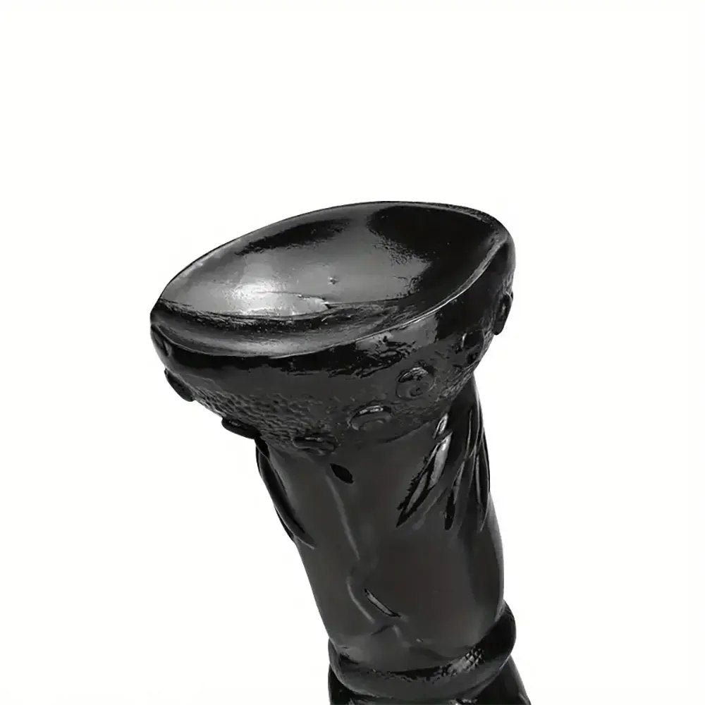 Black textured fantasy dildo with nodules, photo 12