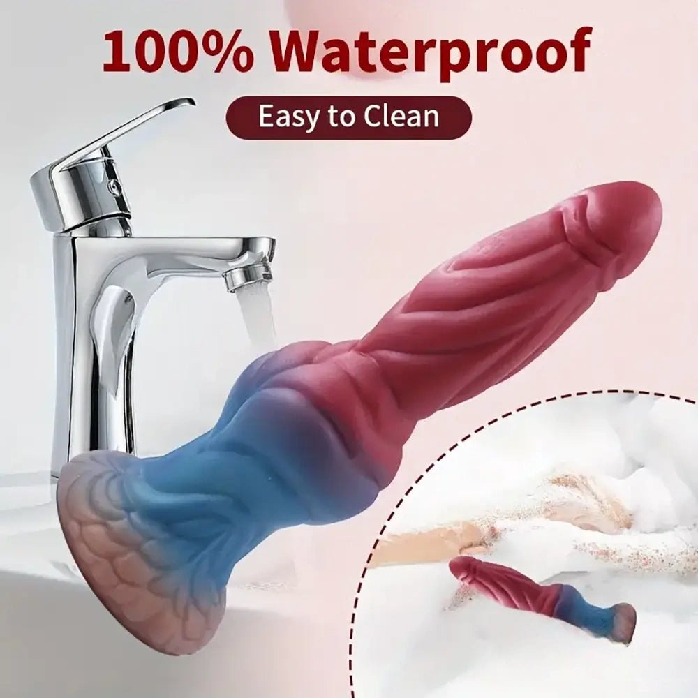 Colorful ridged fantasy silicone dildo, photo 2