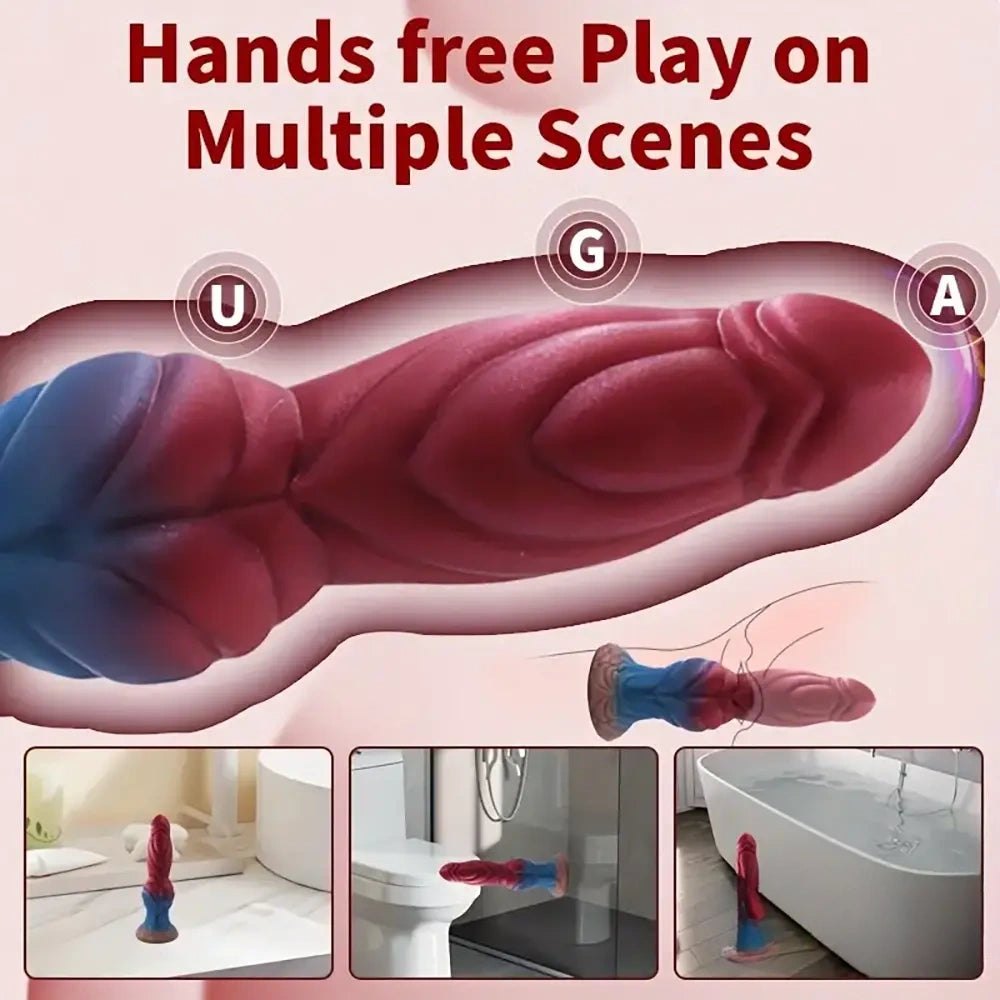 Colorful ridged fantasy silicone dildo, photo 3
