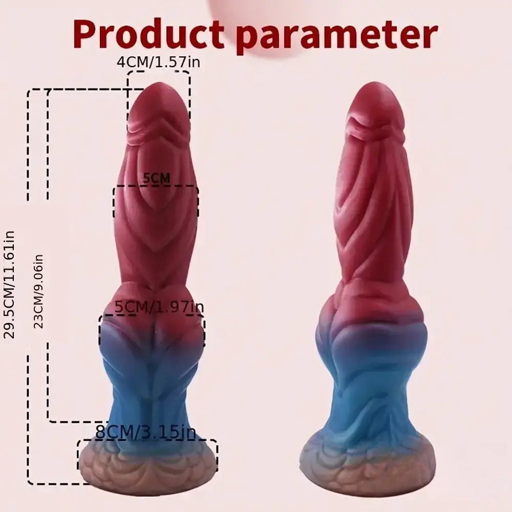 Colorful ridged fantasy silicone dildo, photo 6