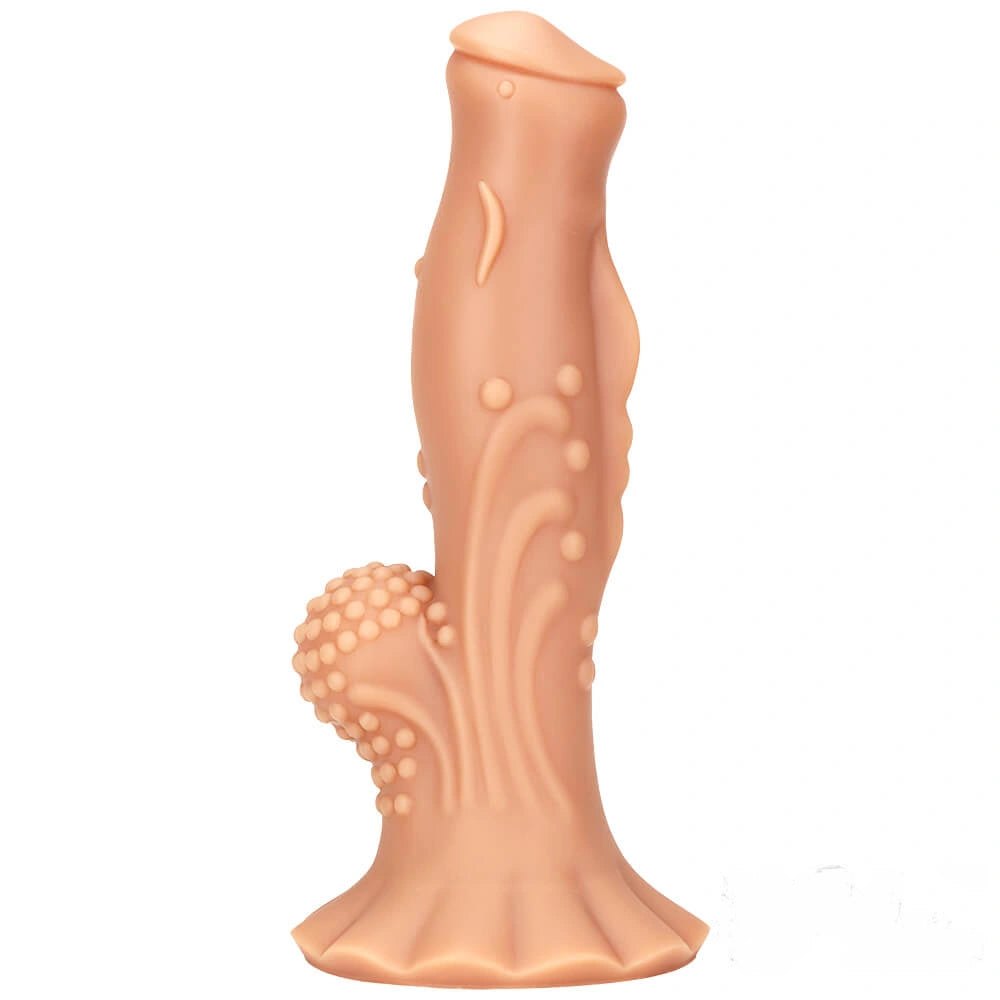 Flesh ridged dragon-style silicone fantasy dildo