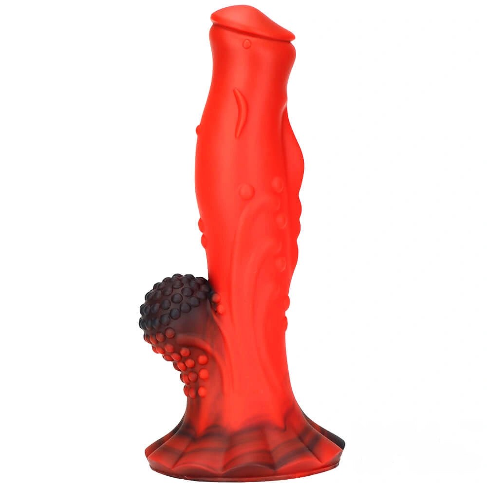 Red ridged dragon-style silicone fantasy dildo