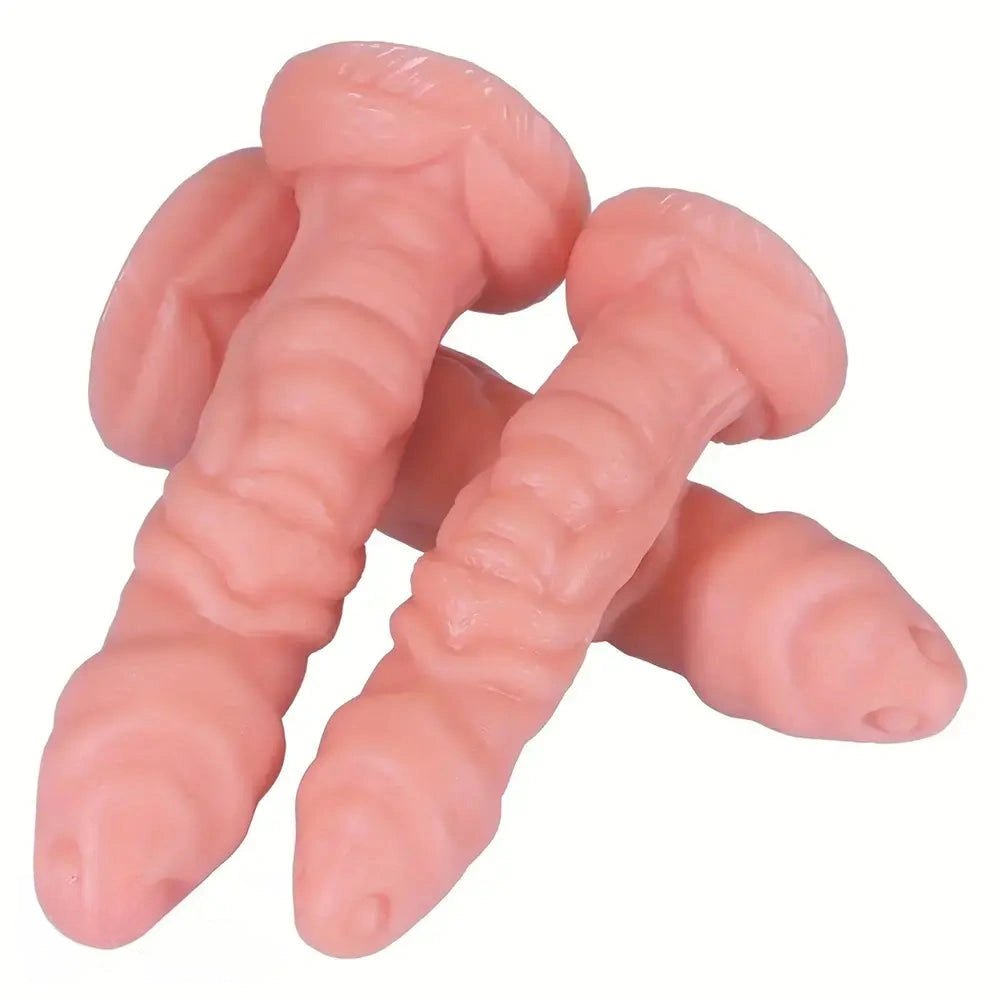 Ridged fantasy PVC dildo with suction cup base, photo 4