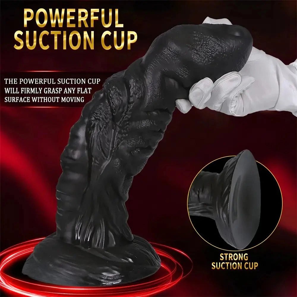 Ridged fantasy PVC dildo with suction cup base, photo 5