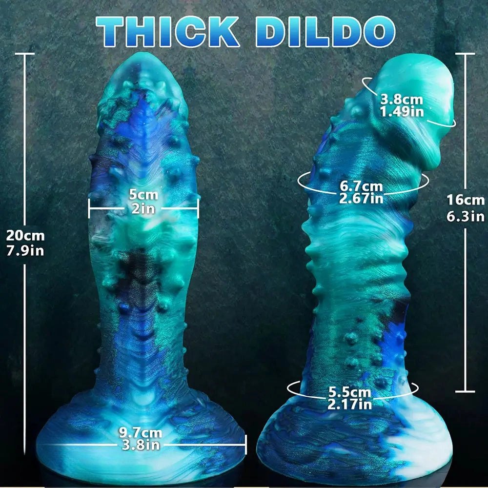 Ridged fantasy silicone dildo with suction cup base, photo 3