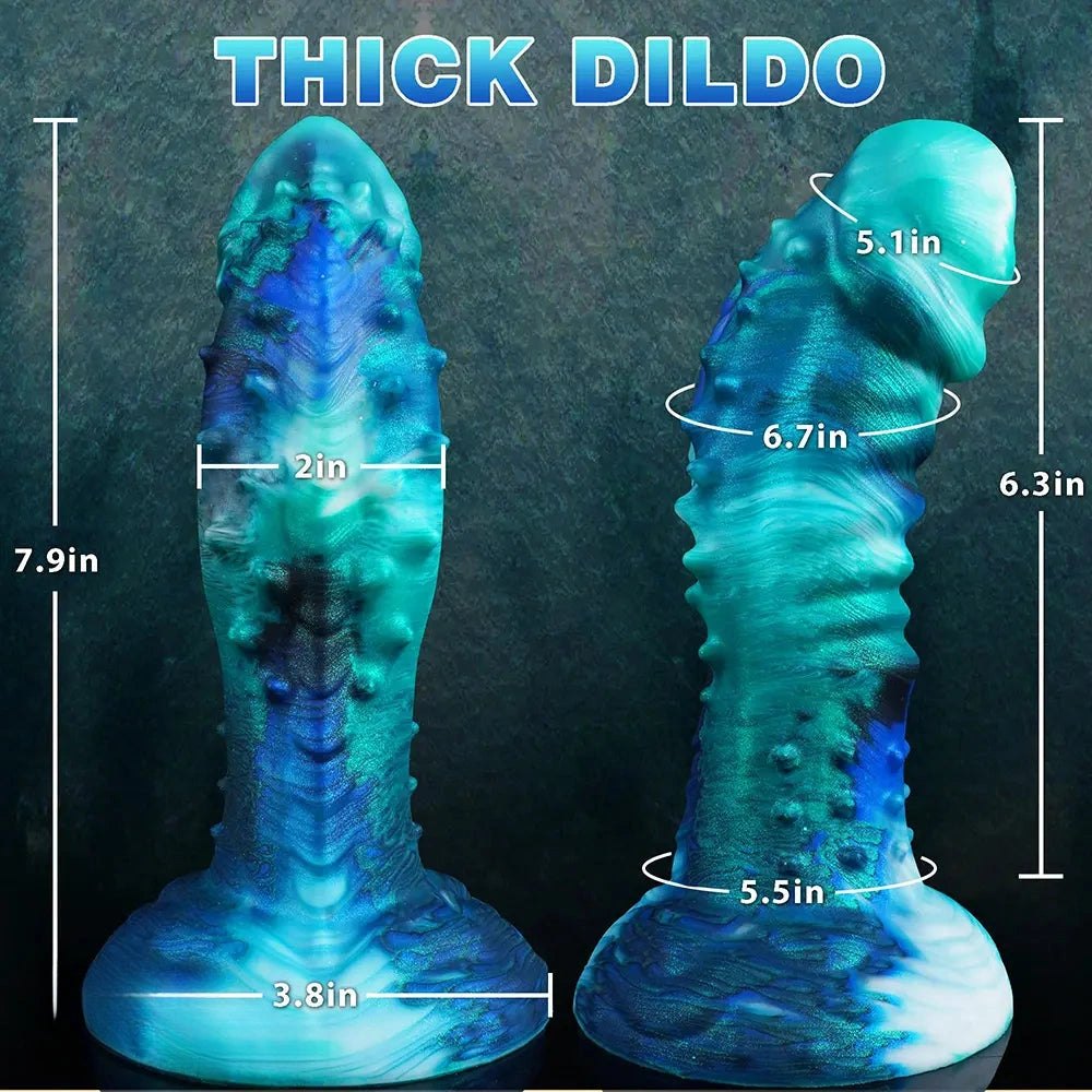 Ridged fantasy silicone dildo with suction cup base, photo 7