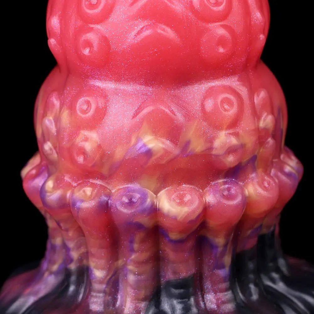 Red ridged fantasy silicone dildo, photo 10