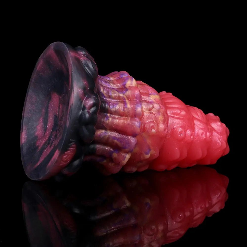 Red ridged fantasy silicone dildo, photo 12