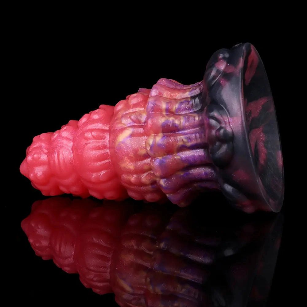 Red ridged fantasy silicone dildo, photo 13
