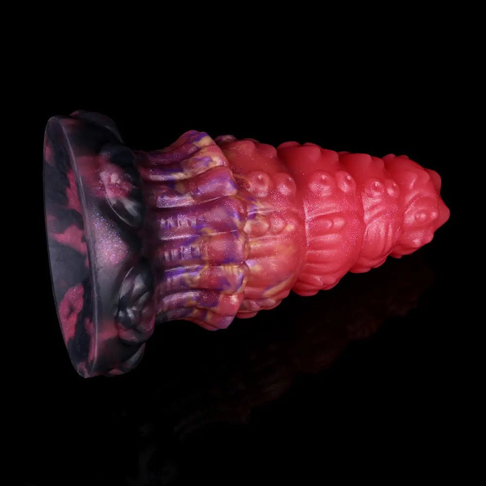 Red ridged fantasy silicone dildo, photo 15