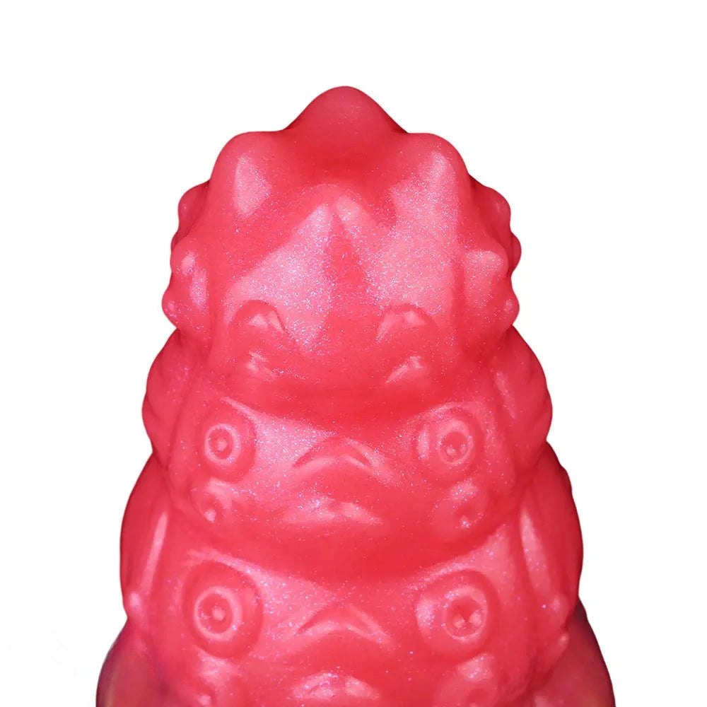 Red ridged fantasy silicone dildo, photo 5