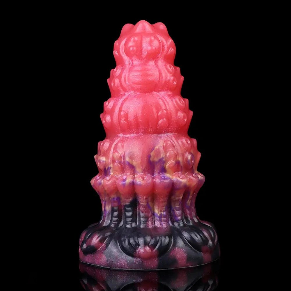 Red ridged fantasy silicone dildo, photo 8