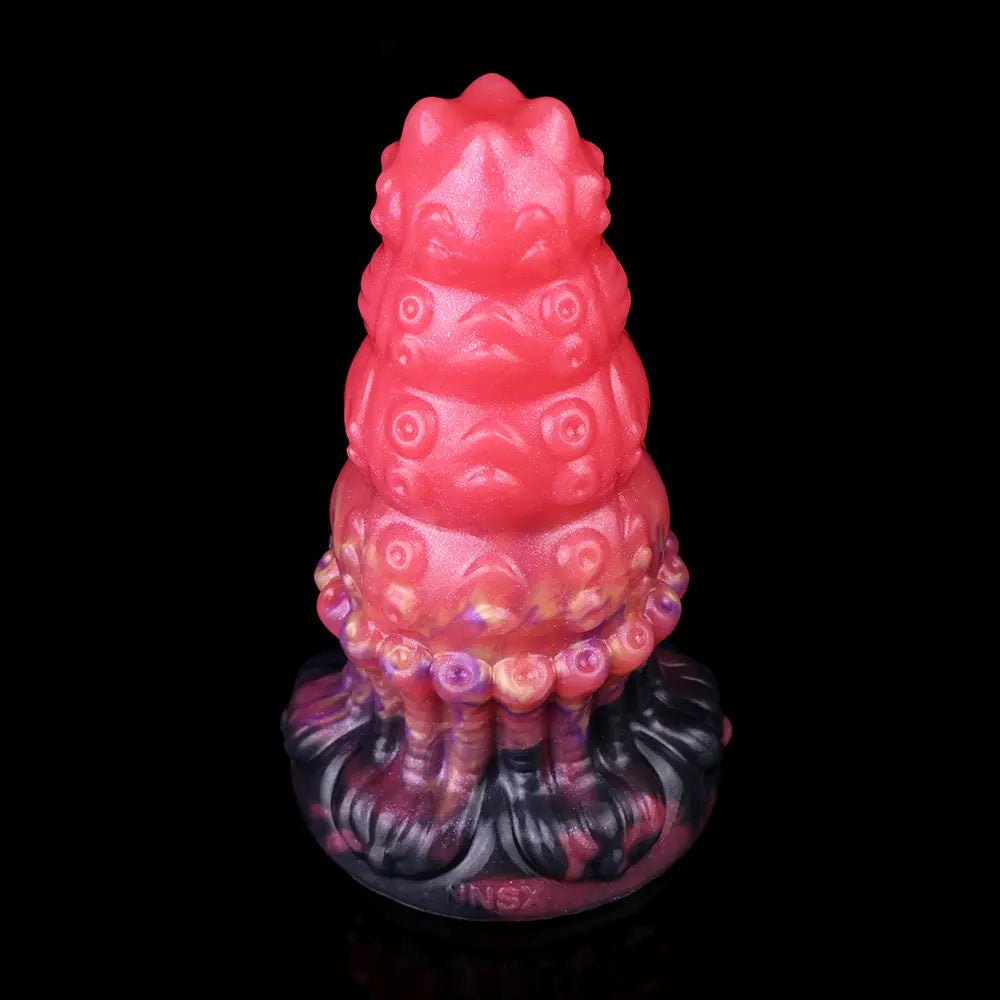 Red ridged fantasy silicone dildo, photo 9