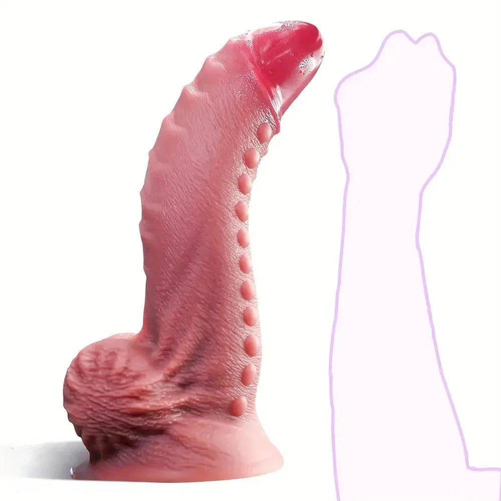 Flesh tone ridged silicone dildo, photo 1