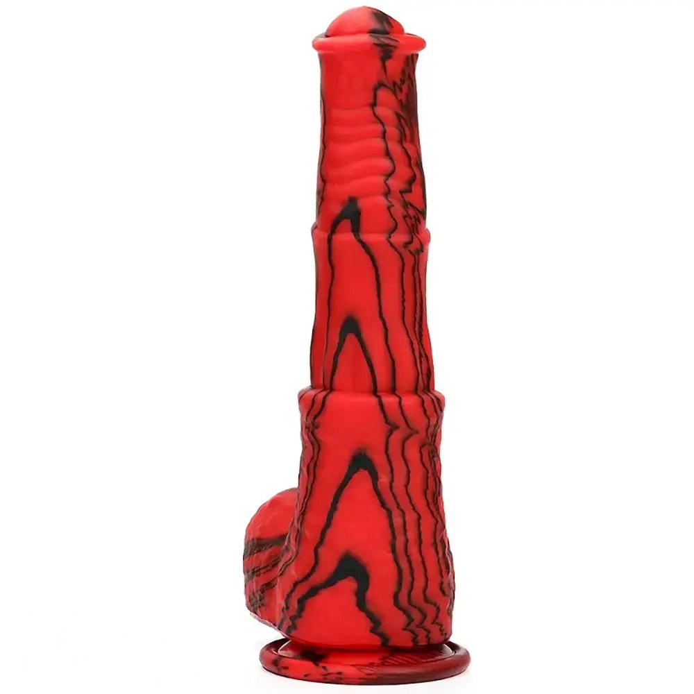 Red and black ridged animal fantasy dildo, photo 1