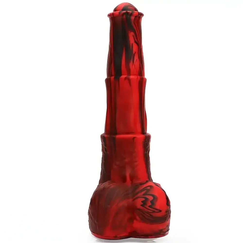 Red and black ridged animal fantasy dildo, photo 2