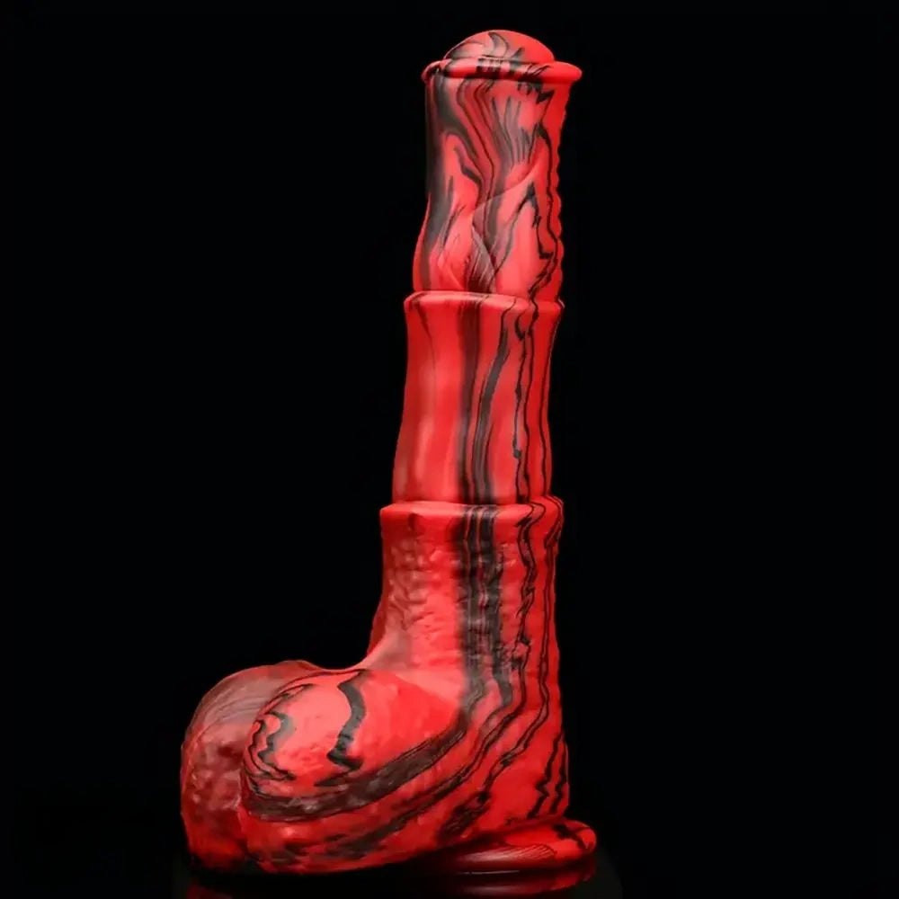 Red and black ridged animal fantasy dildo, photo 4
