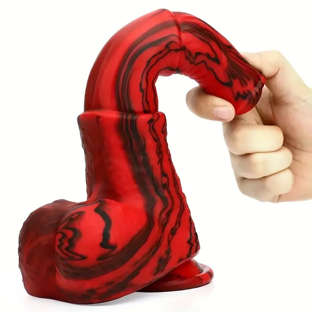 Red and black ridged animal fantasy dildo, photo 5