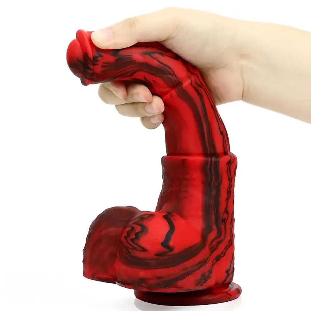 Red and black ridged animal fantasy dildo, photo 7