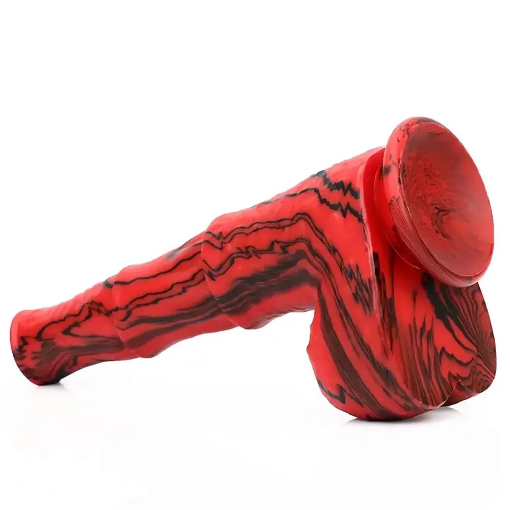 Red and black ridged animal fantasy dildo, photo 9