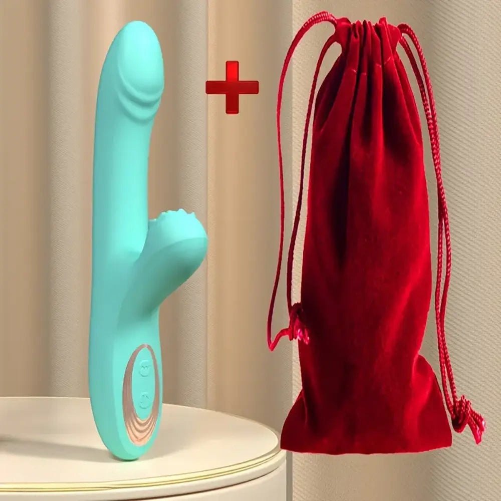 Green ridged silicone g-spot vibrating dildo