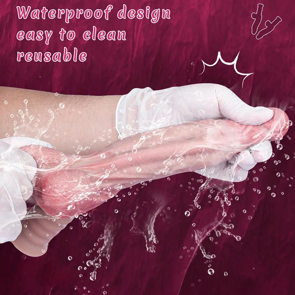 Flesh tone silicone dildo with ridged handle base, photo 6