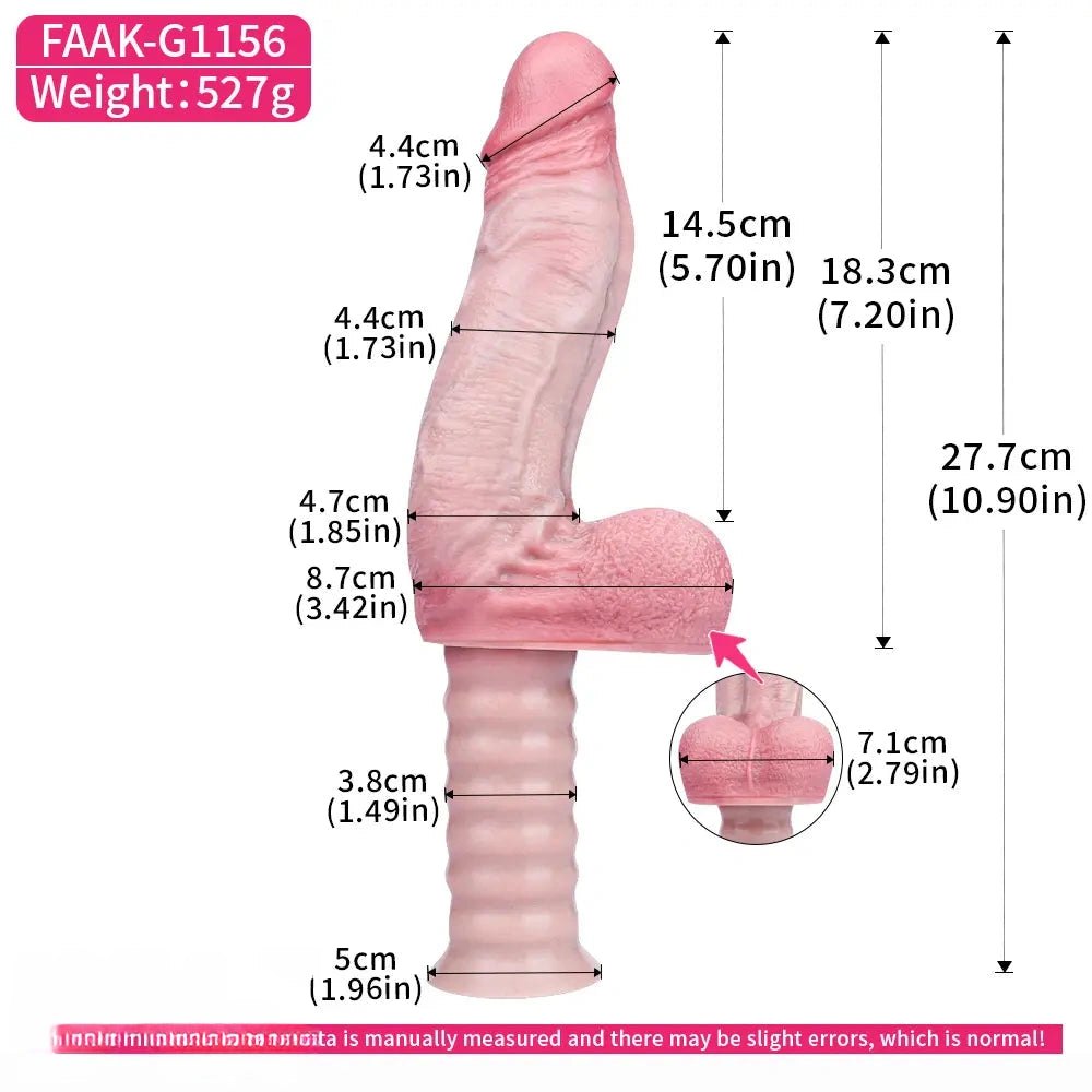 Flesh tone silicone dildo with ridged handle base, photo 7