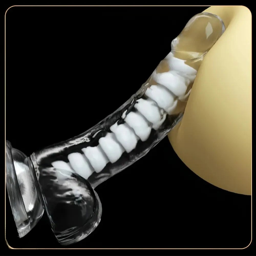 Black ridged TPE fantasy dildo, photo 1