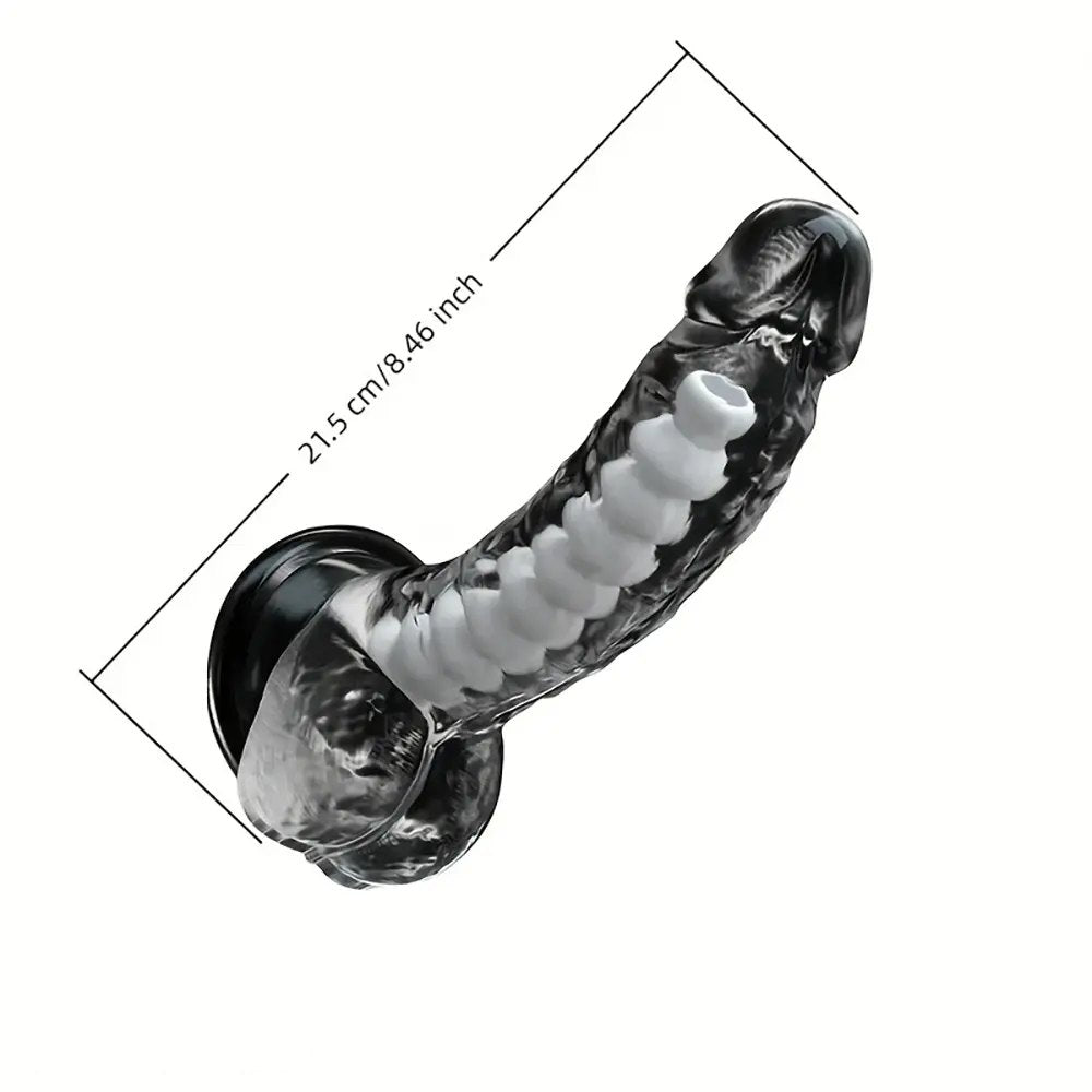Black ridged TPE fantasy dildo, photo 2