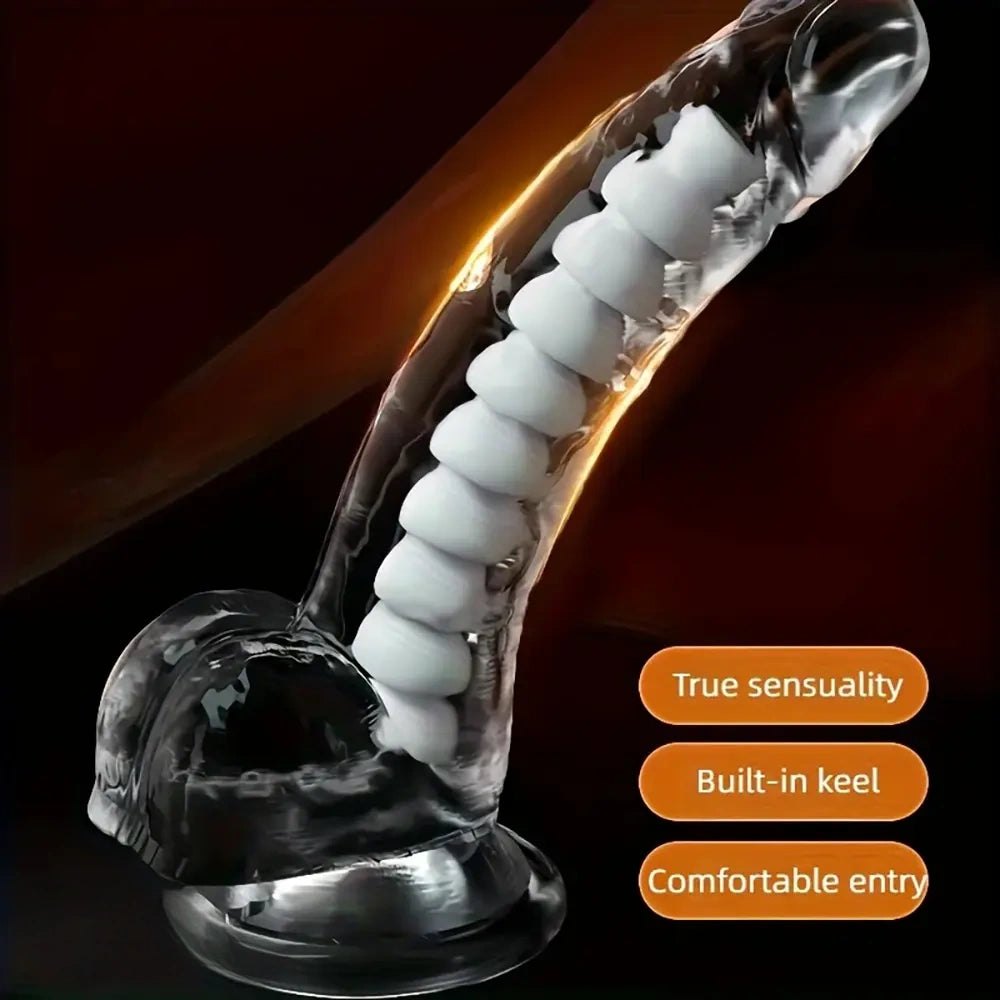 Black ridged TPE fantasy dildo, photo 3