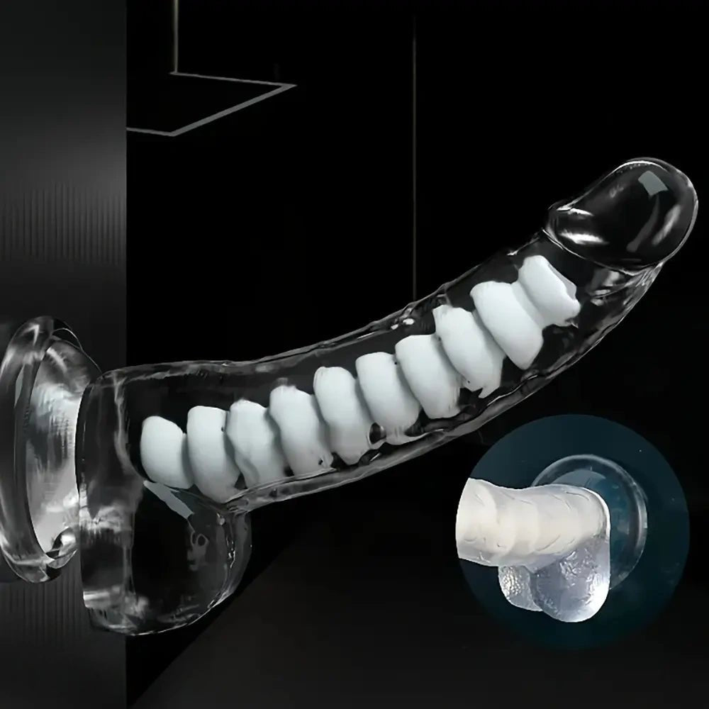 Black ridged TPE fantasy dildo, photo 4