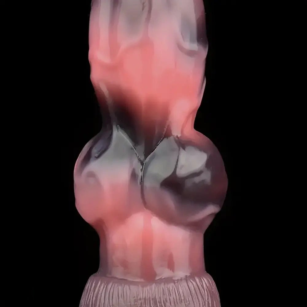 Red and black marbled knotted animal dildo, photo 10