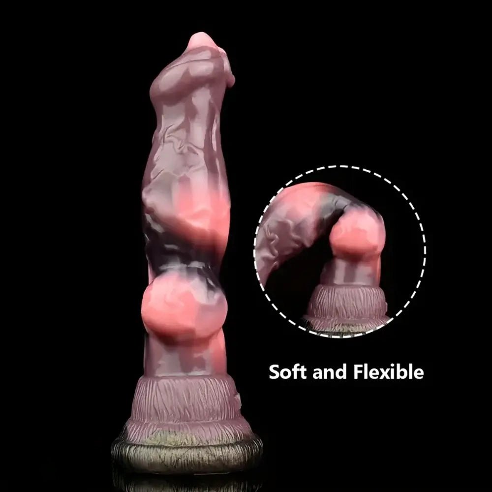 Red and black marbled knotted animal dildo, photo 2