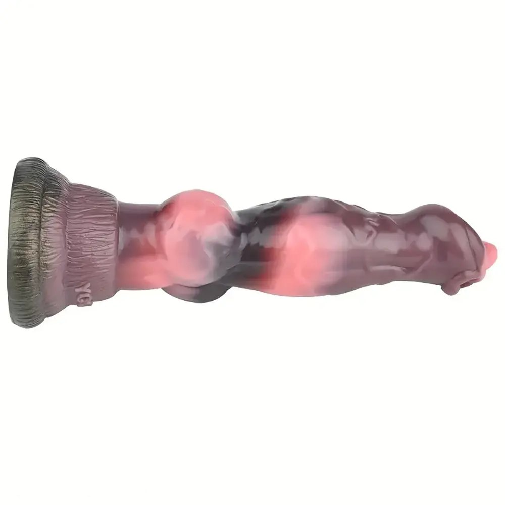 Red and black marbled knotted animal dildo, photo 4