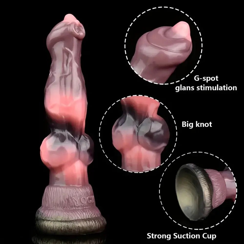 Red and black marbled knotted animal dildo, photo 5