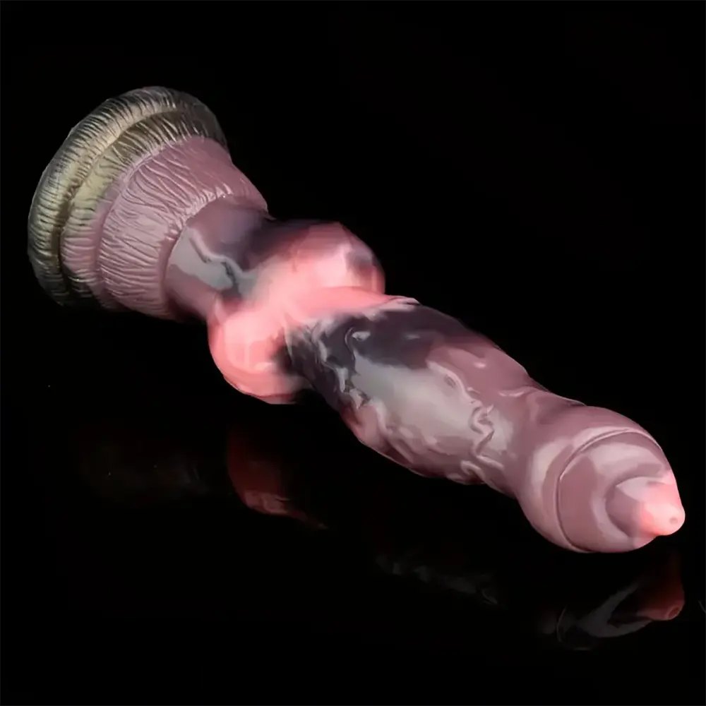 Red and black marbled knotted animal dildo, photo 6