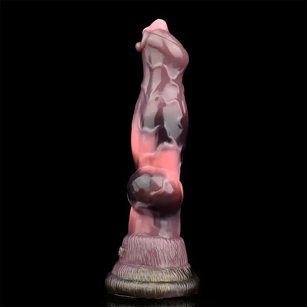 Red and black marbled knotted animal dildo, photo 8