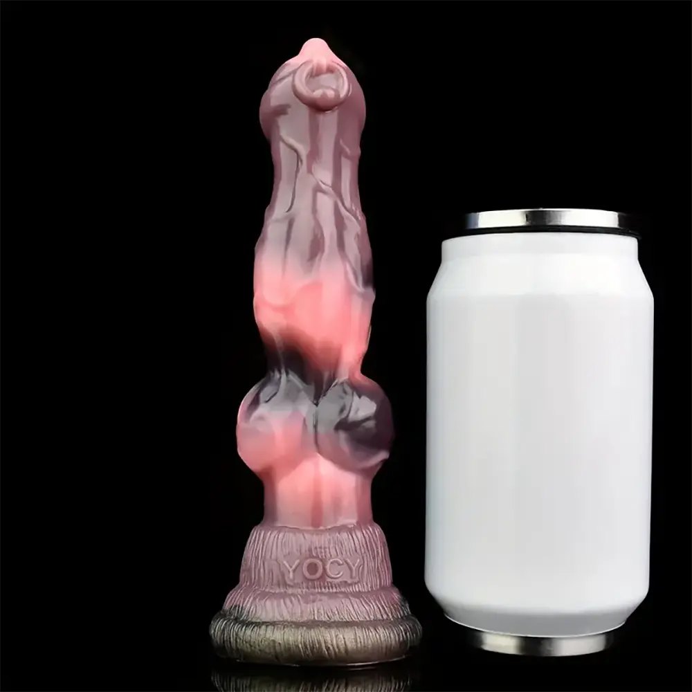Red and black marbled knotted animal dildo, photo 9